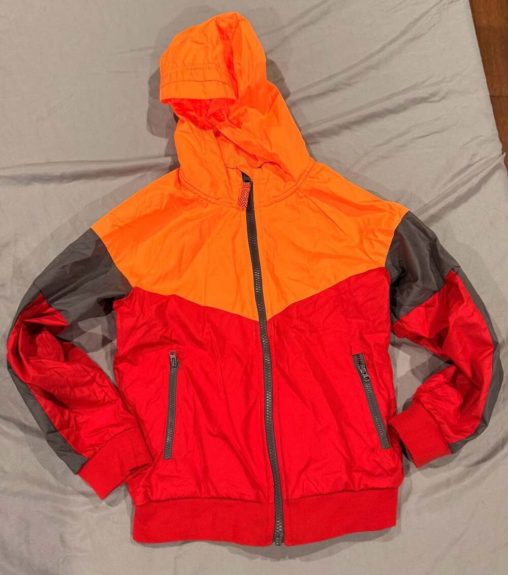 Russell Hooded Windbreaker Jacket Size M (8) Orange Red
